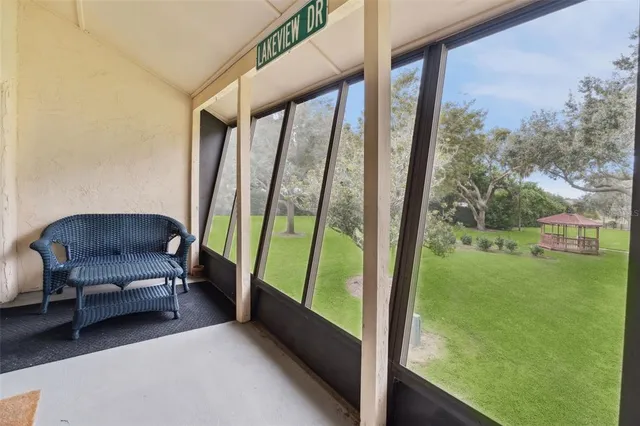 a view of a balcony with an outdoor space