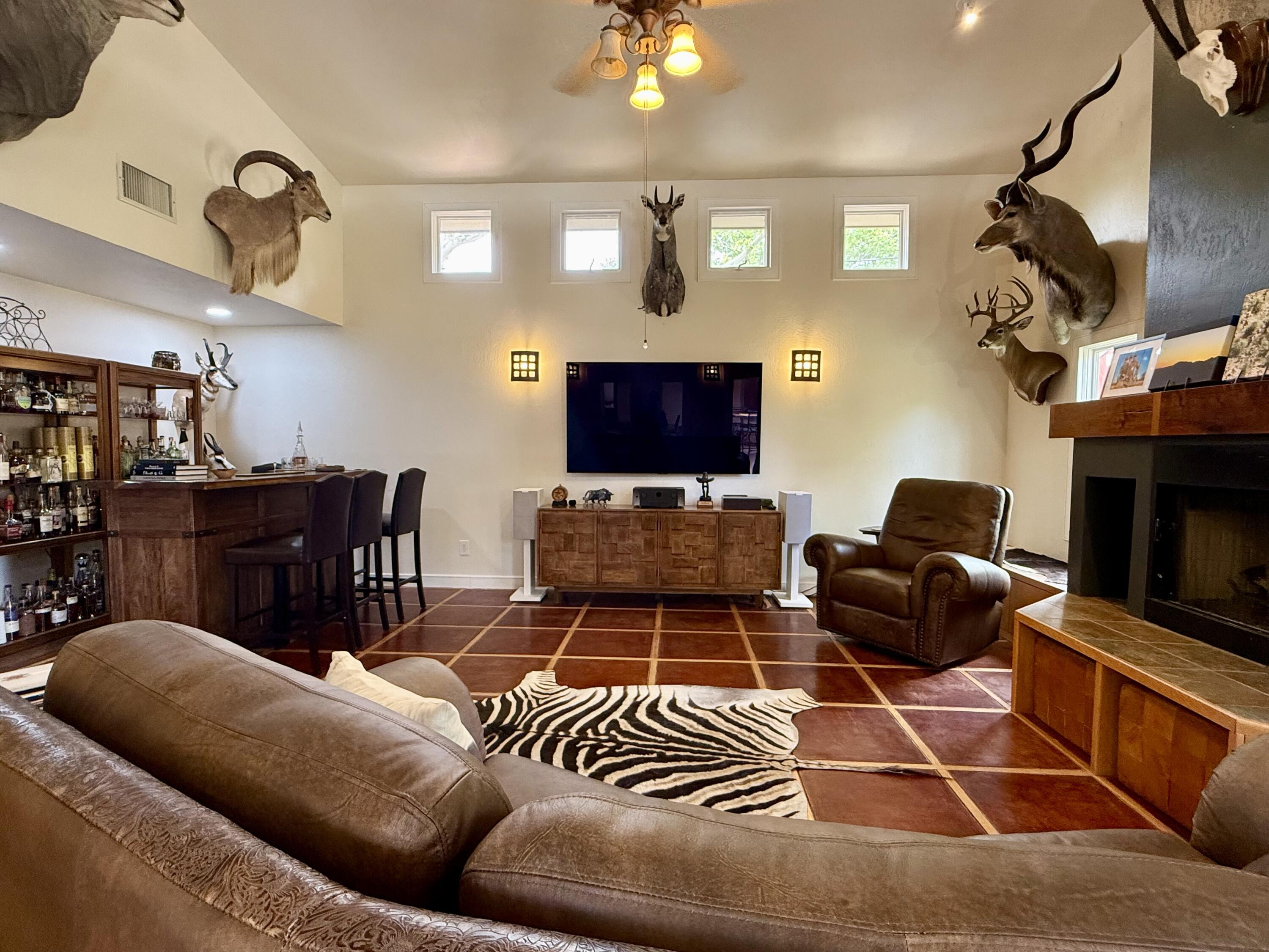 4406 15th Street Lubbock, TX 79416 - Photo 21 of 61 a living room with furniture a flat screen tv and a fireplace