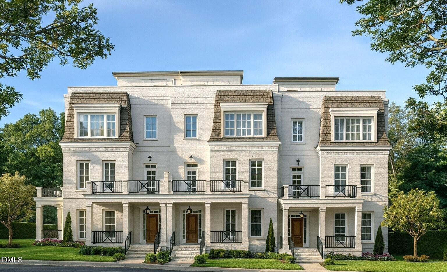 a front view of a multi story building