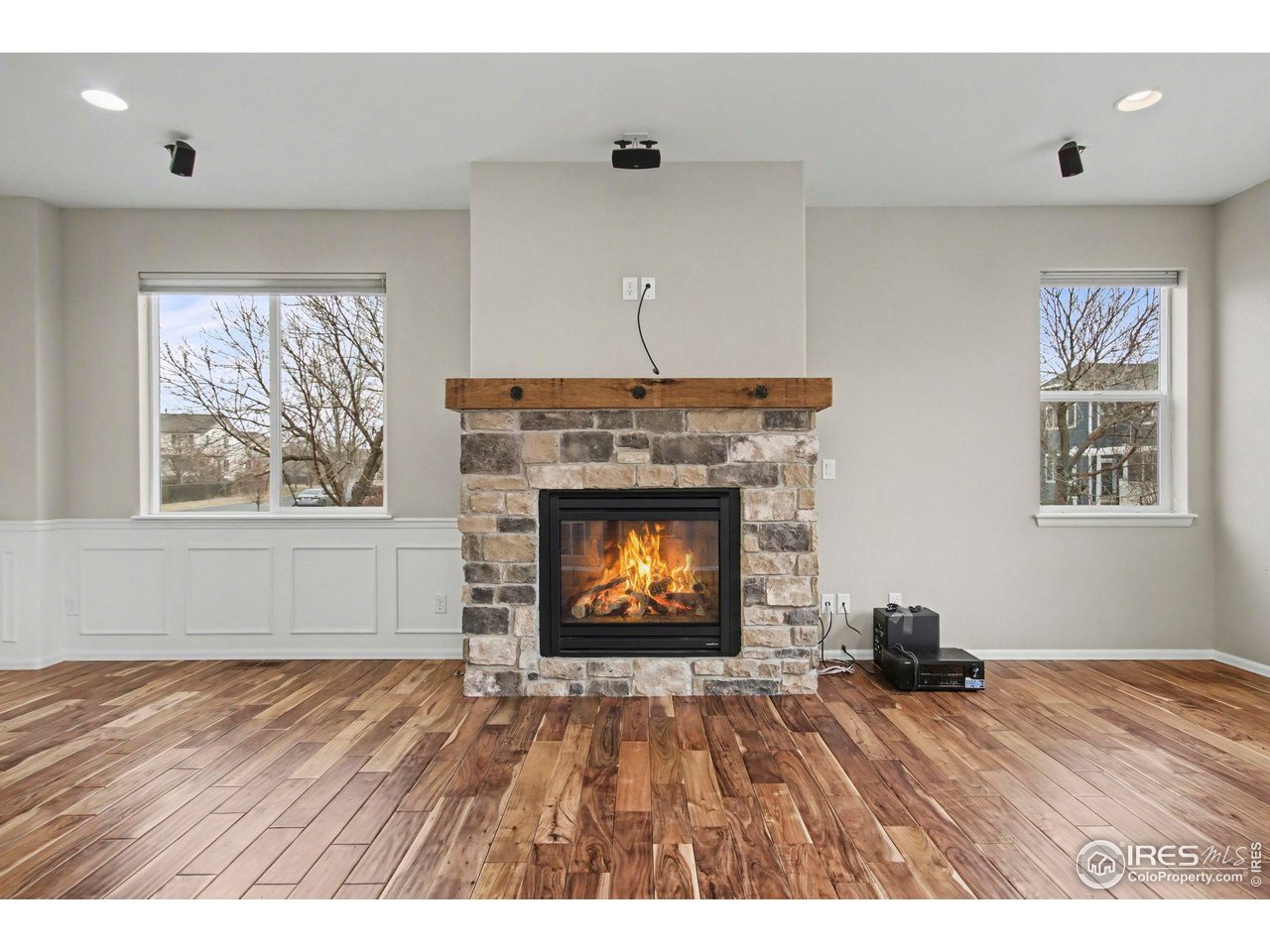 5894 Graphite Street Timnath, CO 80547 - Photo 11 of 50 a view of an empty room with wooden floor fireplace and a window