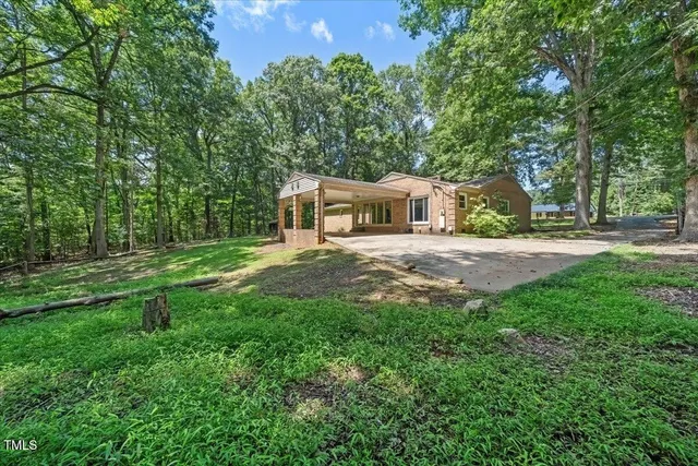 a living room with a large window
