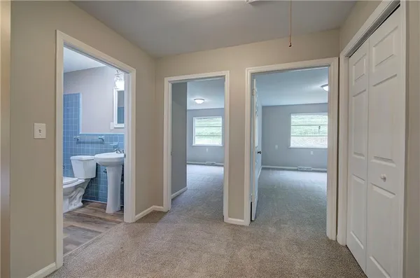 a view of a bathroom from a bathroom