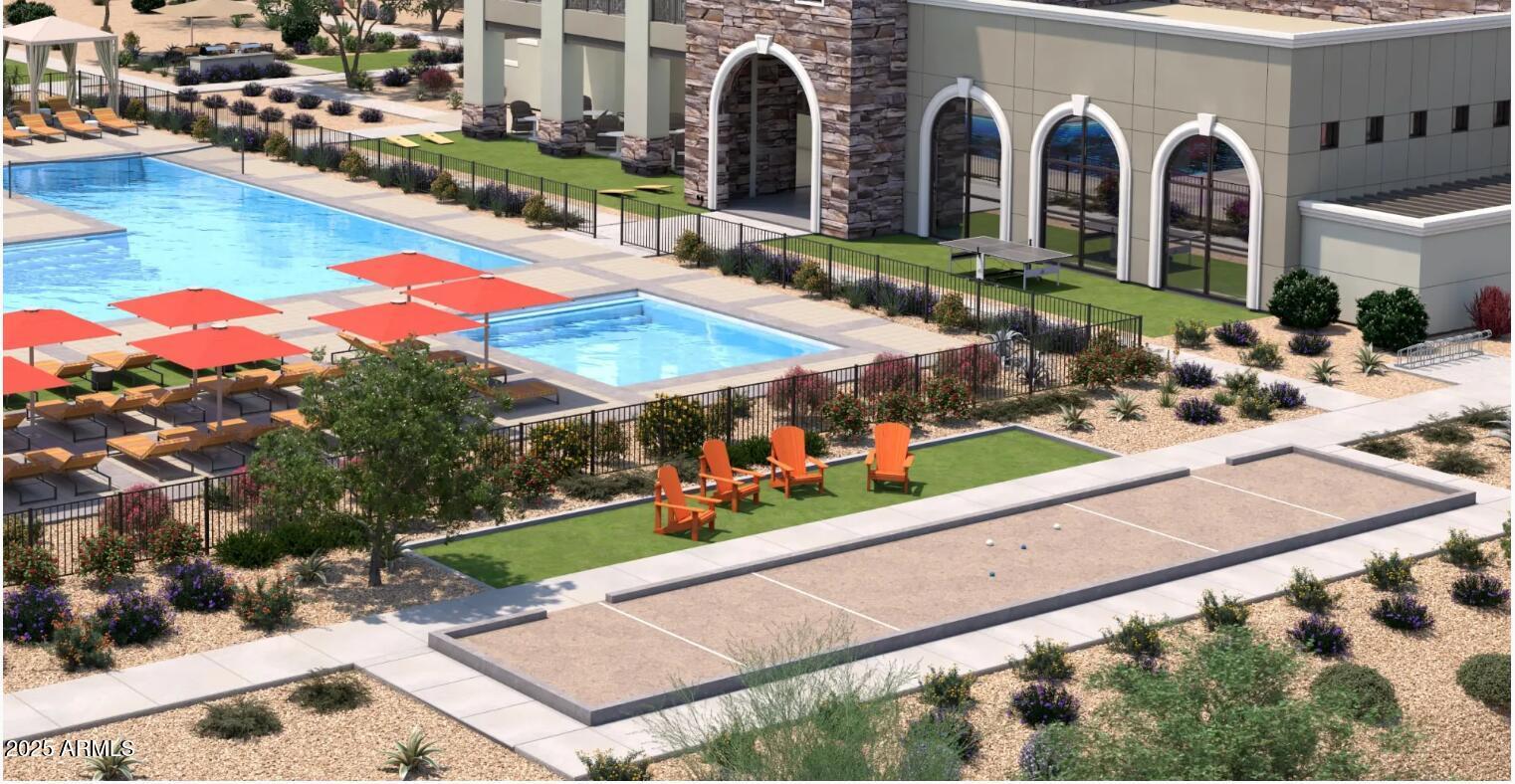 3545 East Warner Road, Unit 1 Gilbert, AZ 85296 - Photo 8 of 14 an aerial view of a house with swimming pool outdoor seating