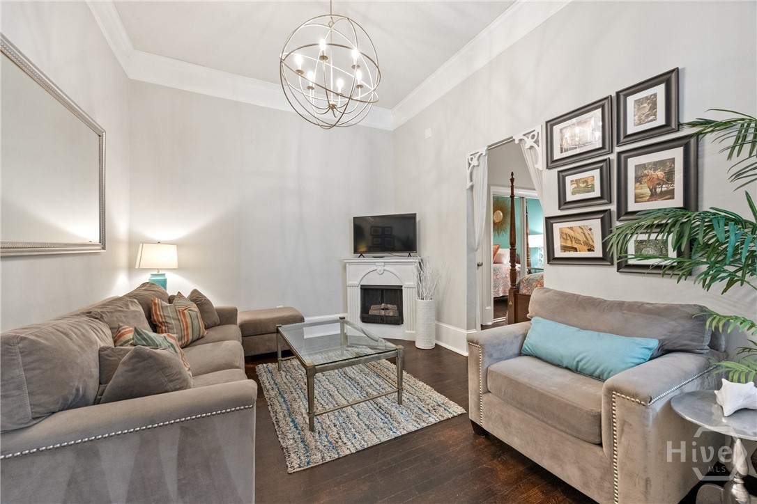217 Abercorn Street, Unit B3 Savannah, GA 31401 - Photo 6 of 25 Living room with decorative fireplace