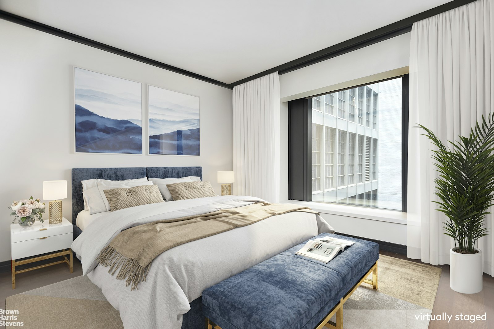 53 West 53rd Street, Unit 24F Manhattan, NY 10019 - Photo 3 of 10 a bedroom with a large bed and a window