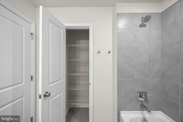 a bathroom with a bathtub