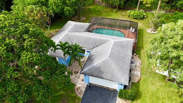 an aerial view of a house