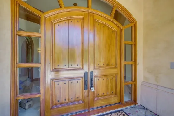 a front door view of a bathroom