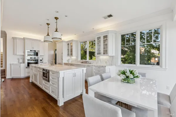 a view of a water with a building in the background