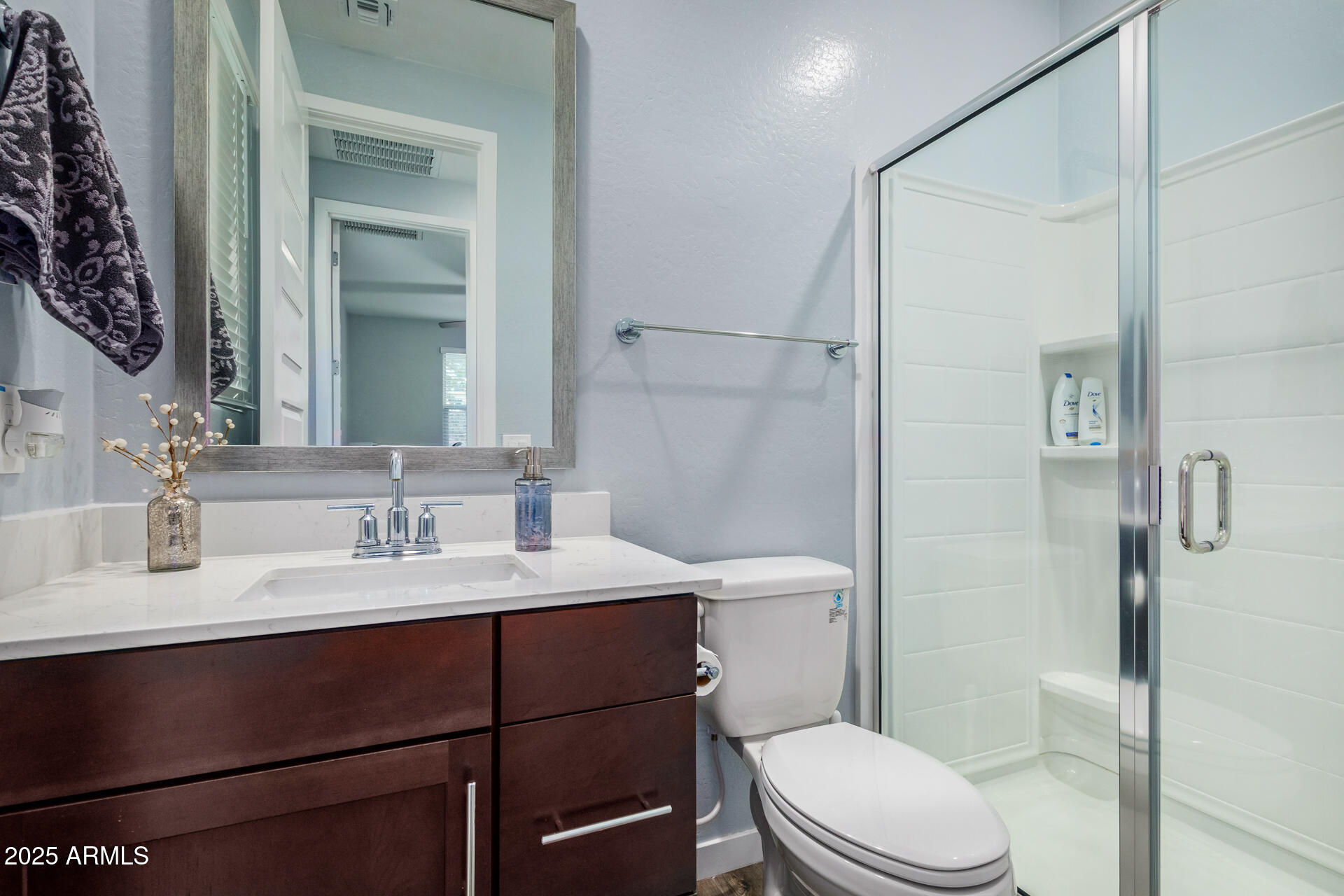 1171 East Armstrong Way Chandler, AZ 85286 - Photo 18 of 30 a bathroom with a sink a toilet a mirror and shower