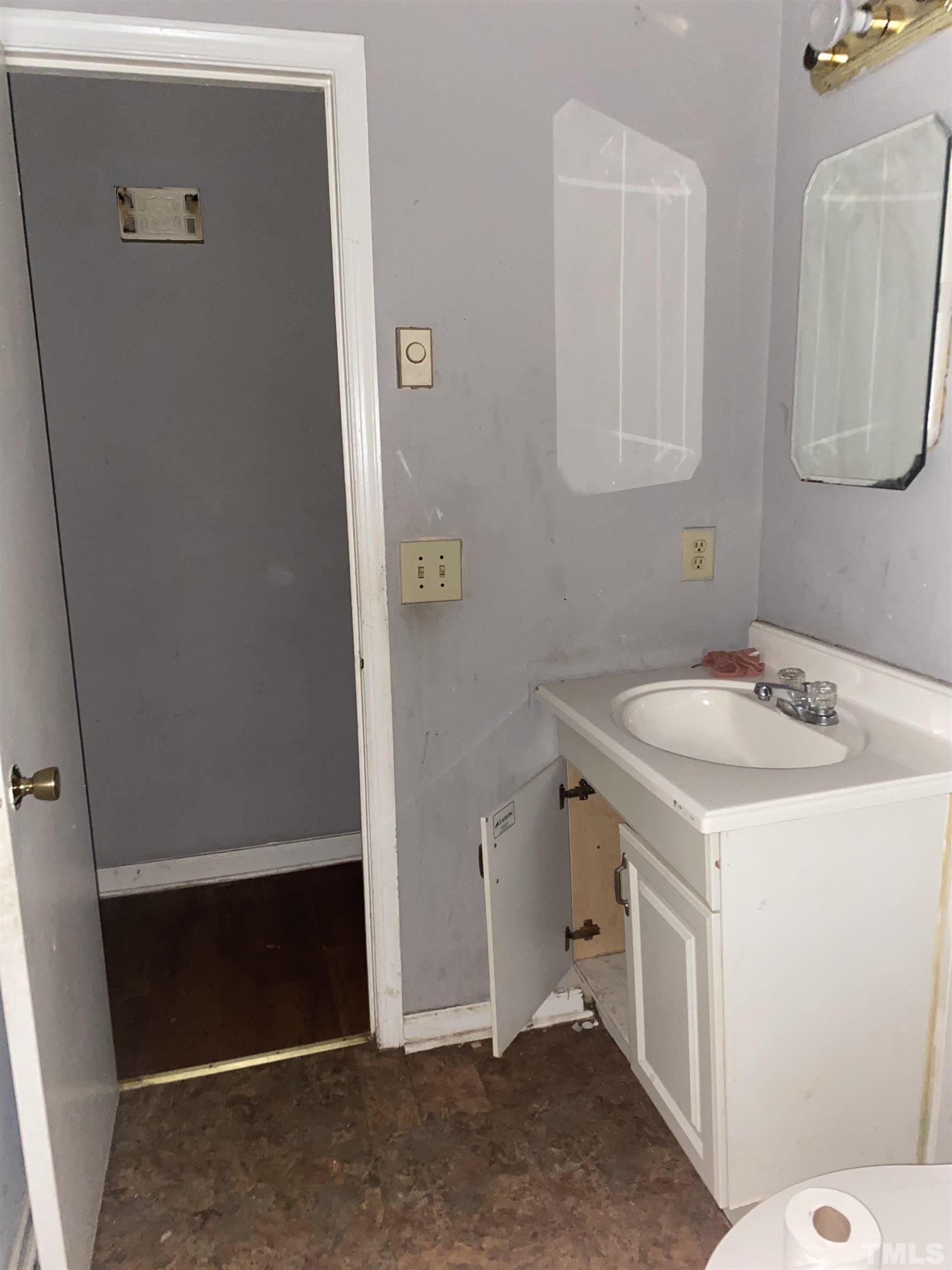 2428 Keith Drive Raleigh, NC 27610 - Photo 15 of 24 a bathroom with a sink and a mirror