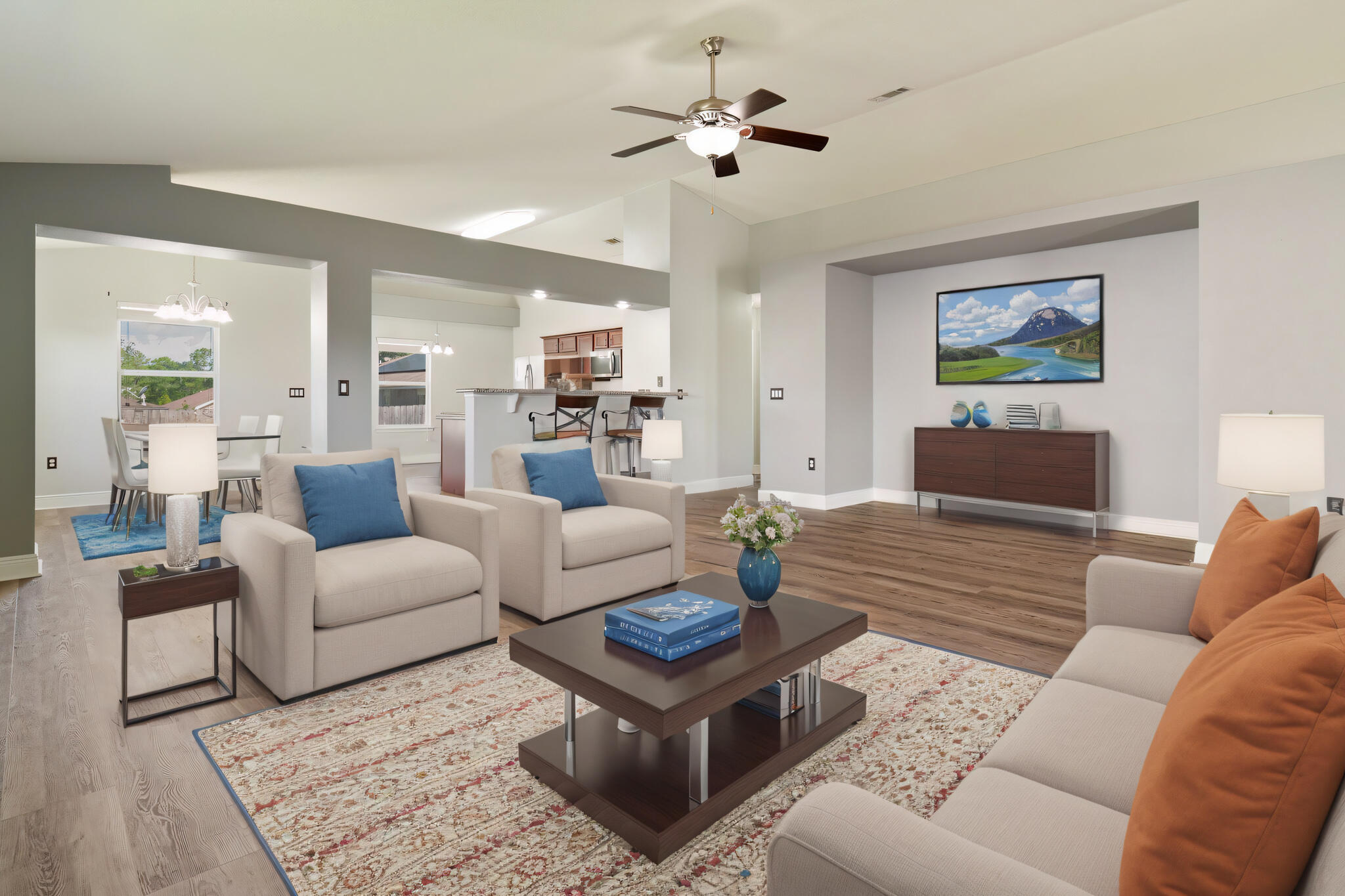 4633 Hermosa Road Crestview, FL 32539 - Photo 11 of 53 a living room with furniture a ceiling fan and a rug