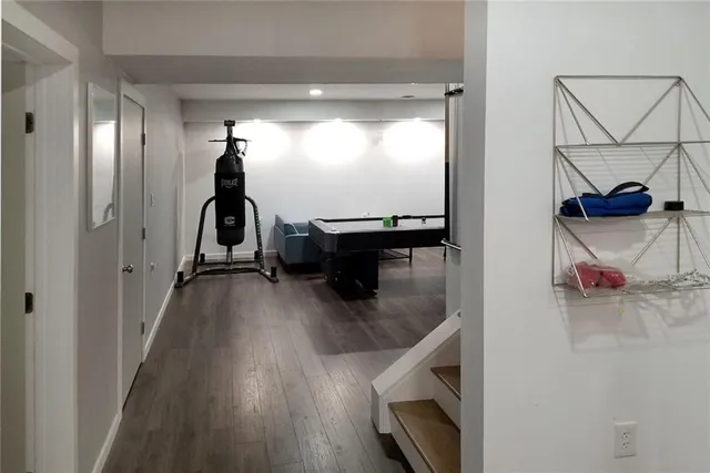 a view of a swimming pool with lounge chair