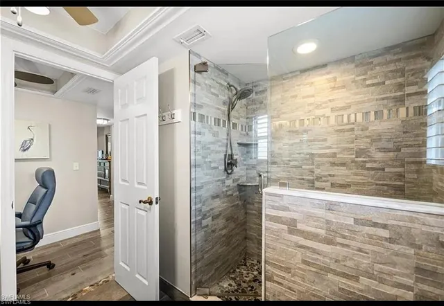 a bathroom with a shower