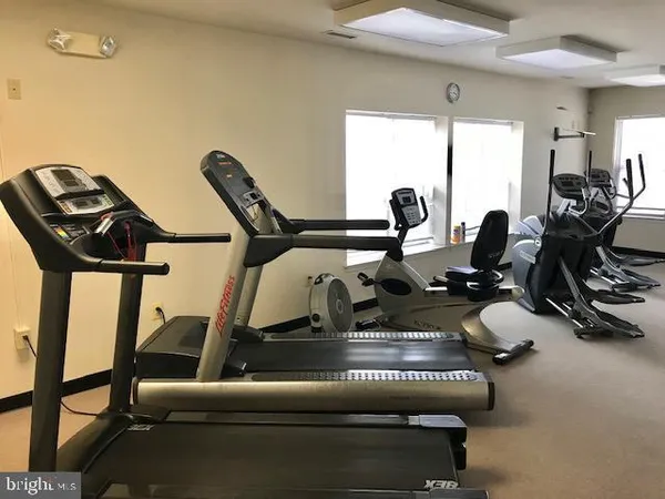 a view of a room with gym equipment