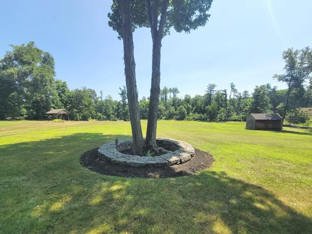 a view of a swimming pool with a yard