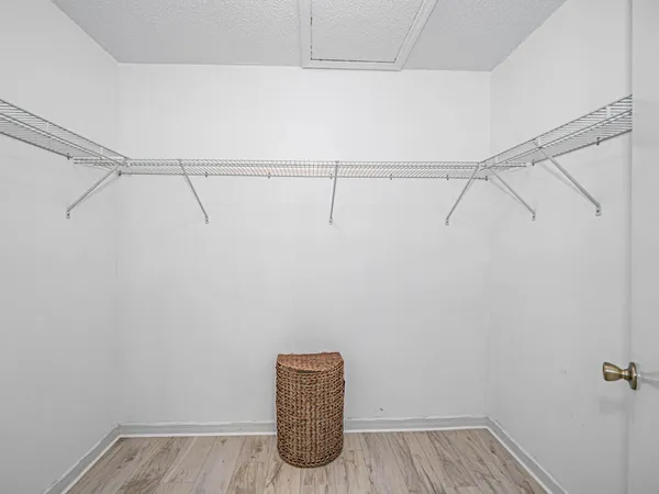 a view of small space with racks on the wall