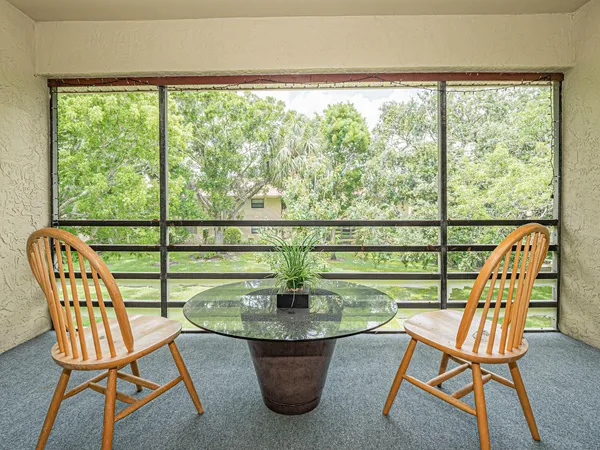 view of a dining room with furniture window and outside view