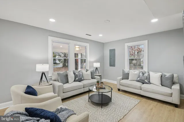 a living room with furniture and a couch