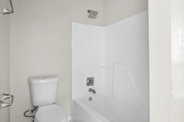 a bathroom with a toilet and a bathtub