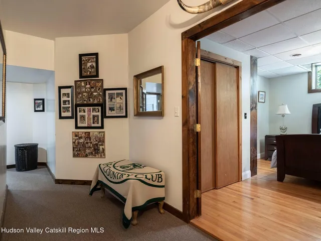 a bedroom with a bed and furniture