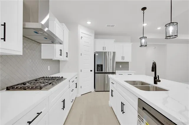 a view of cabinets and window