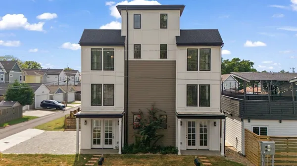 a front view of a building with glass windows