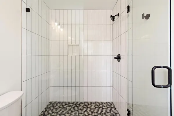 a bathroom with a shower