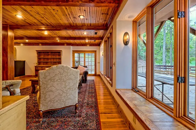 a view of a balcony with a couch