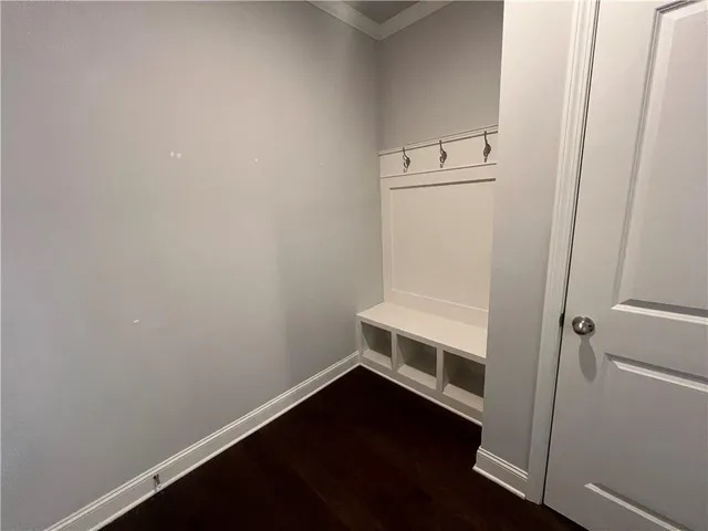 a view of small space with racks on the wall