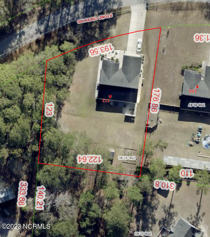 113 Stone Creek Road Holly Ridge, NC 28445 - Photo 53 of 63 GIS Aerial w/ Dimension