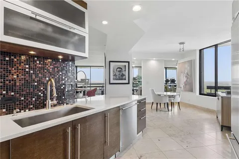 a kitchen with lots of counter top space