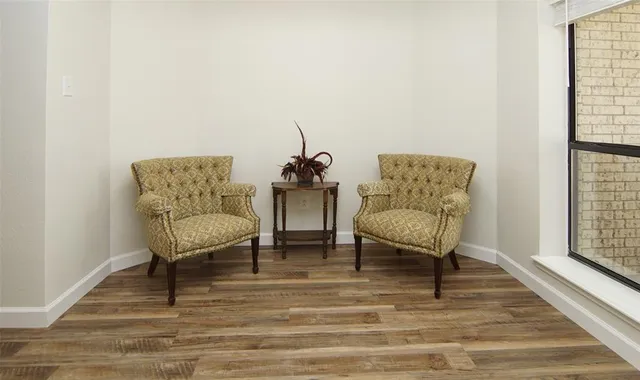 a living room with furniture and a rug