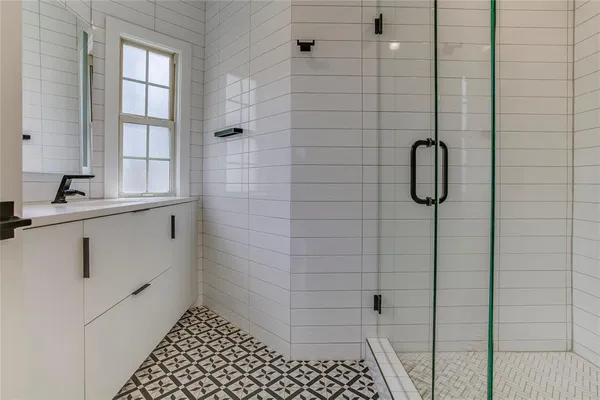 a bathroom with a shower