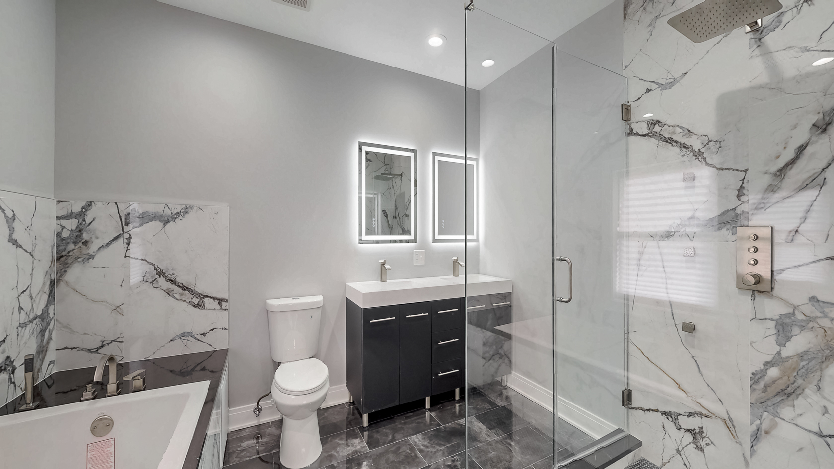 2347 Walnut Street Blue Island, IL 60406 - Photo 13 of 20 a bathroom with a granite countertop sink toilet and shower