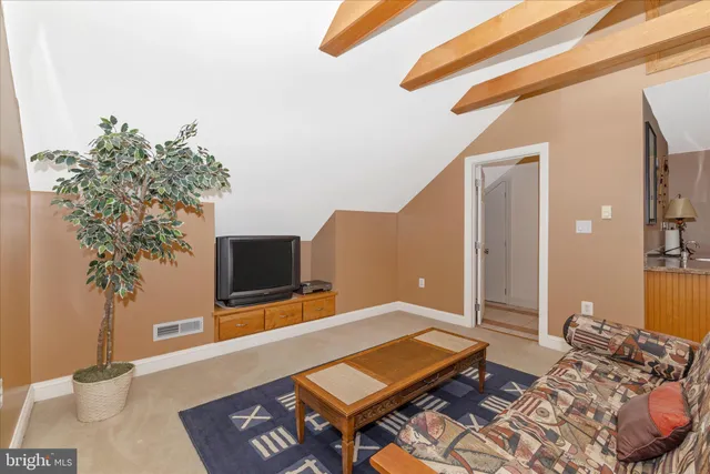a view of a street sign under a large tree