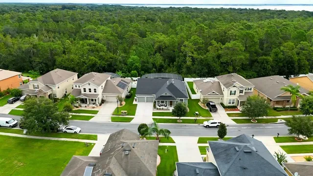 an aerial view of a house