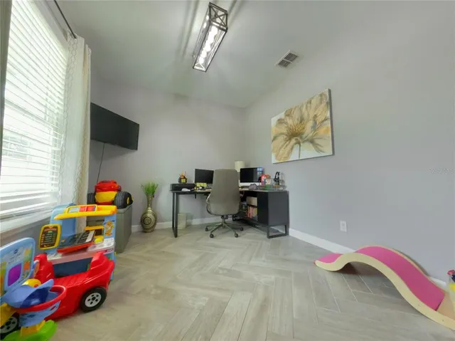 a living room with furniture