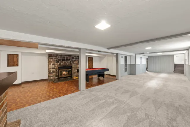 a room with pool table