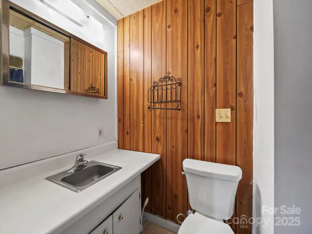a bathroom with a toilet a sink and mirror