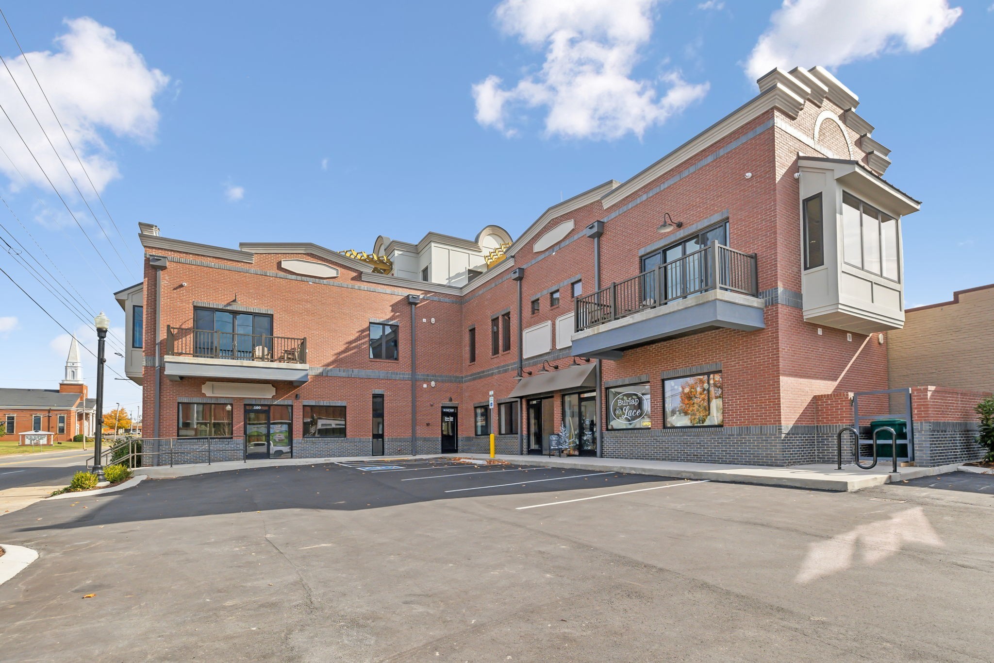 a front view of a building