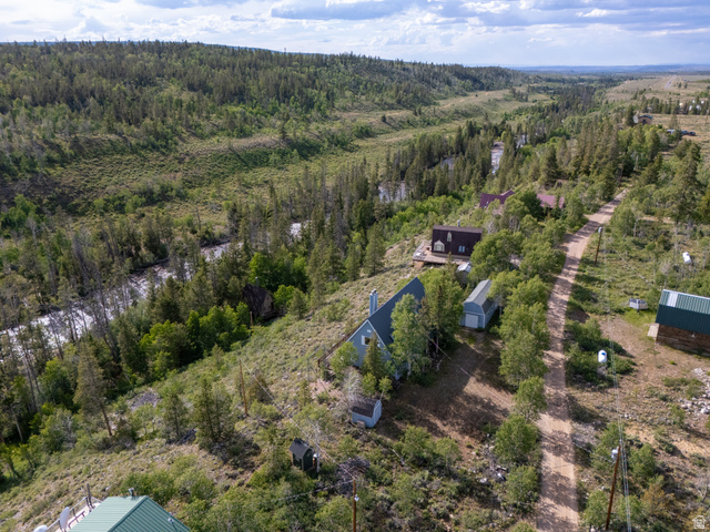 4770 Pine Crest Road Evanston, UT 82930 - Photo 19 of 24 Expansive property featuring a winding river, mature evergreen trees, and a gravel road