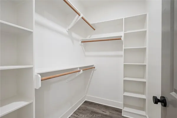 a view of small space with racks on the wall