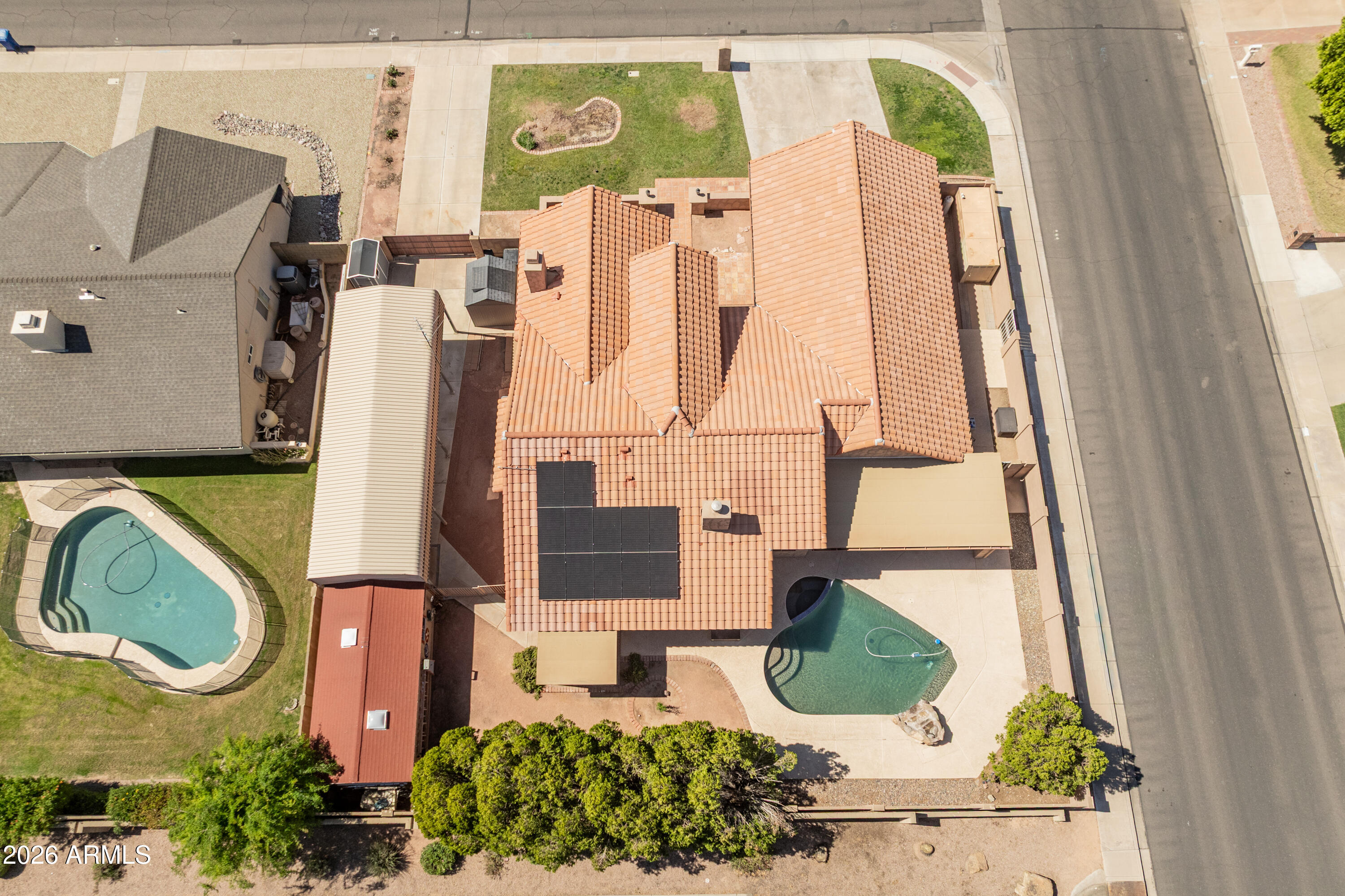 841 North Gentry Mesa, AZ 85213 - Photo 73 of 74 an aerial view of a residential house with outdoor space and swimming pool