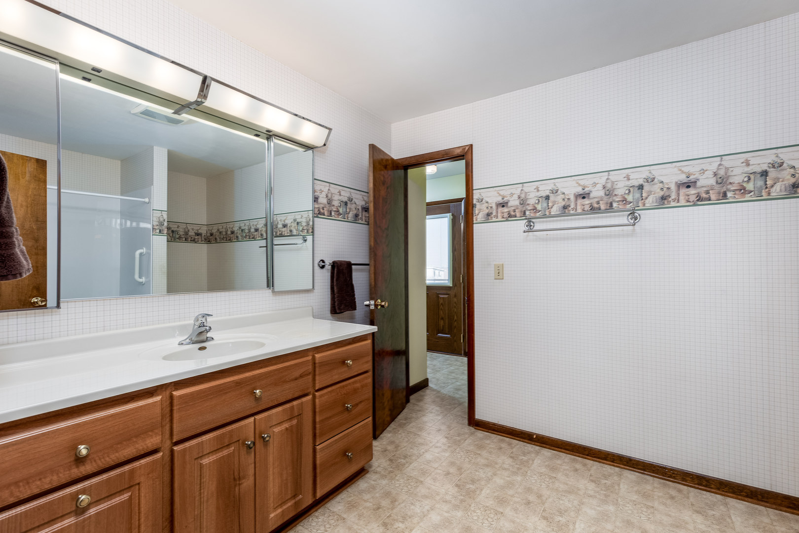 1526 East 18th Road Streator, IL 61364 - Photo 16 of 23 a spacious bathroom with a shower sink and mirror