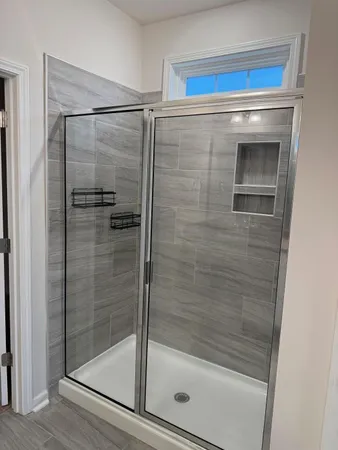 a bathroom with a shower