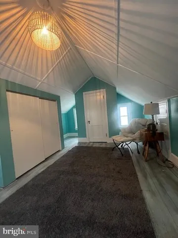 a room with a chandelier