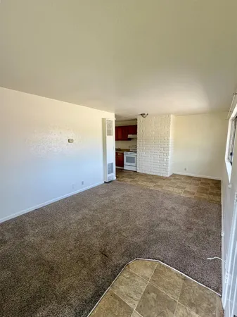 a view of a big room with closet and windows