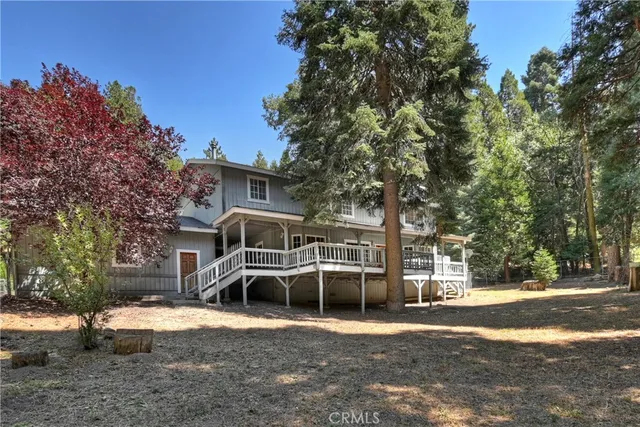 a view of a tree in the middle of a yard