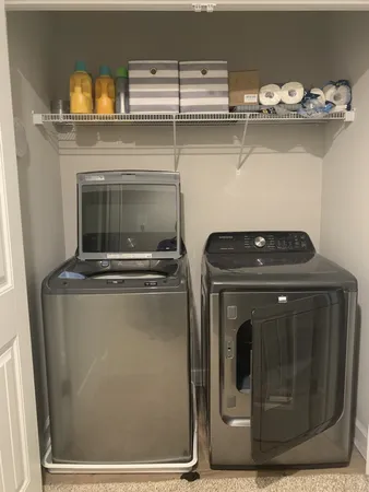 a close view of washer and dryer
